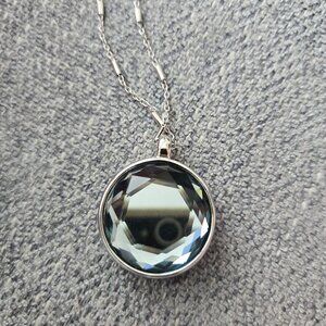 Ann Taylor LOFT 30" Silver 2 Sided Yellow Blue Grey Pendant Necklace